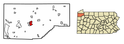 Crawford County Pennsylvania Incorporated and Unincorporated areas Meadville Highlighted